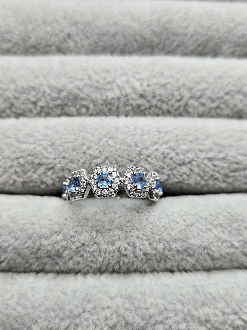 Size 6 Aquamarine Cubic Zirconia Rhodium Plated Bomb Party RBP6670 Free The Inne